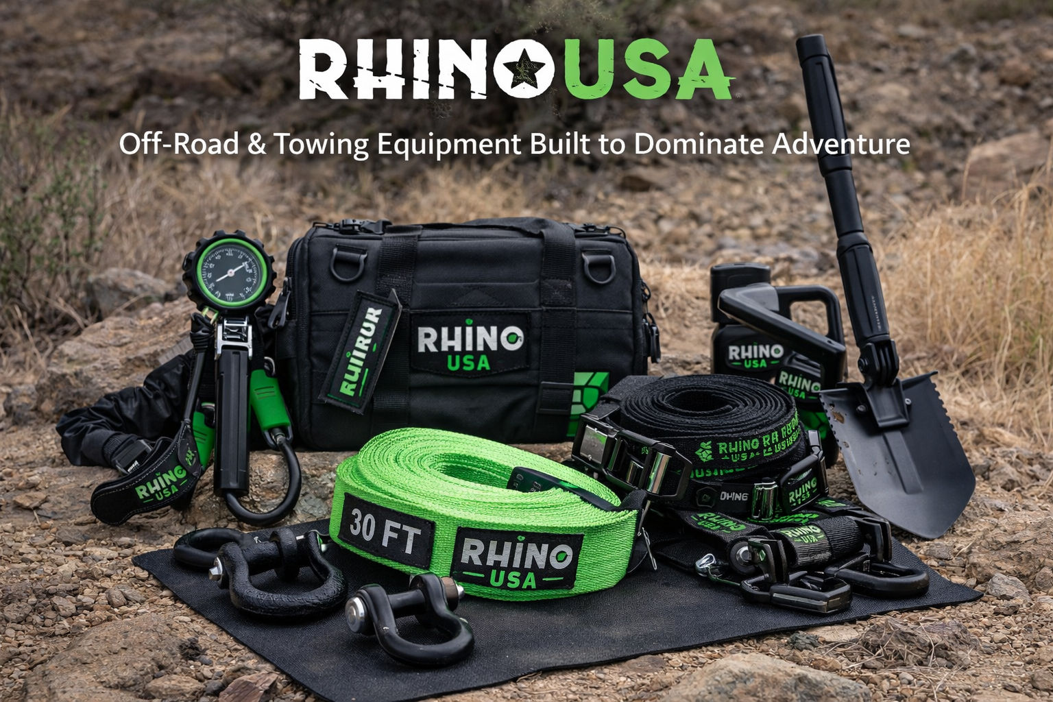 Shop Rhino USA for heavy-duty tie down straps, recovery gear, and off-road towing accessories. Built tough for hauling, towing, and adventure.
