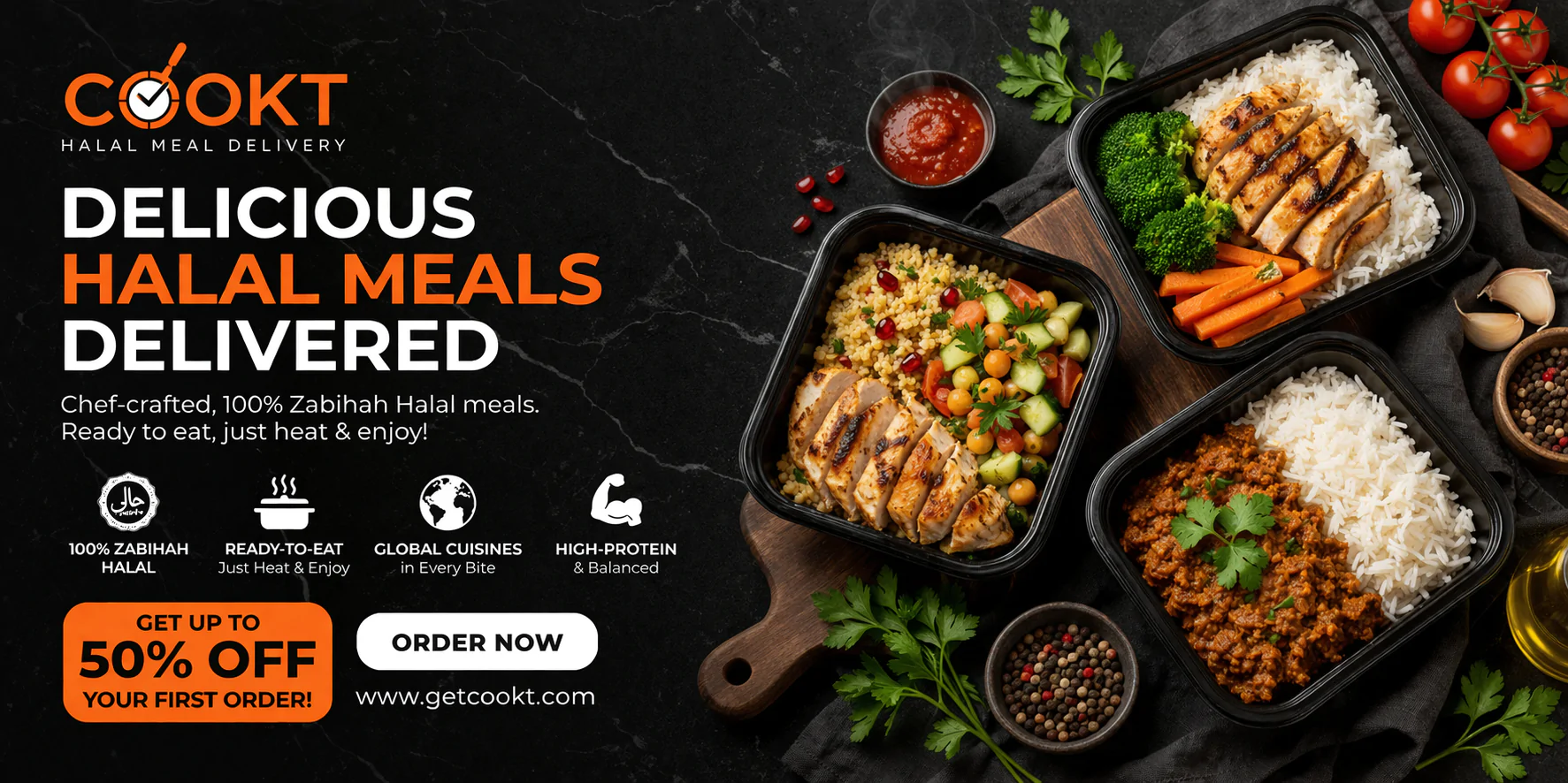 COOKT – Fresh Halal Meal Delivery | Ready-to-Eat Gourmet Meals